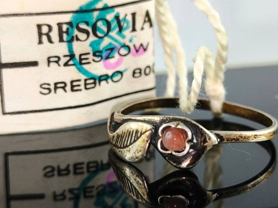 Warmet - RESOVIA Srebrny Pierścionek z Kamieniem Pr.800 /Nowy z Metką!