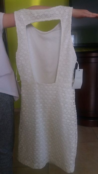 Sukienka Biala NOWA wesele slub chrzciny koronka Zara trafaluc M