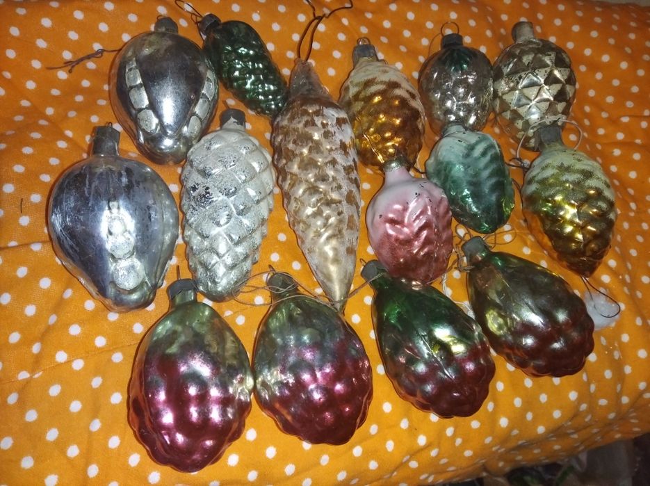 Винтажный ёлочные игрушки шишки СССР украшения на ёлку стеклянные