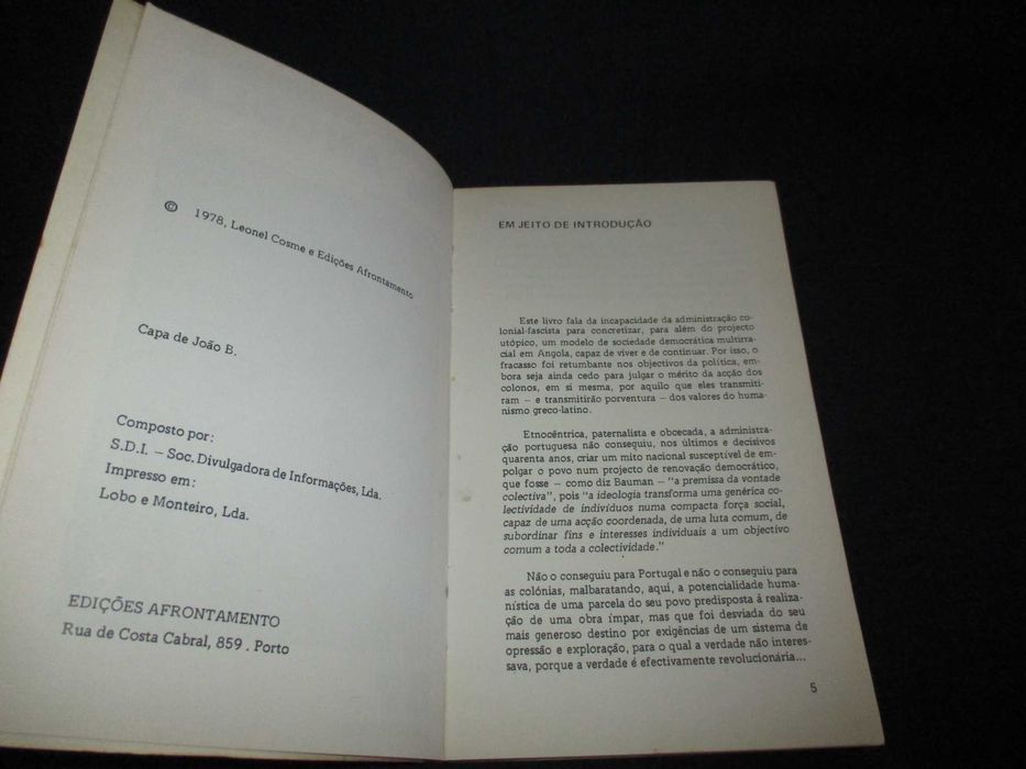 Livro Cultura e Revolução em Angola Leonel Cosme