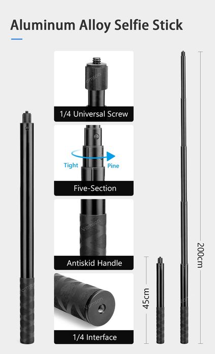 Kijek do selfie niewidoczny motocyklowy 150 cm do GoPro Insta360 DJI