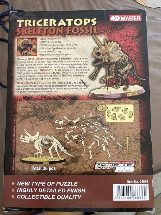 Dinozaur Triceratops - puzzle 3D, nowe, nieużywane