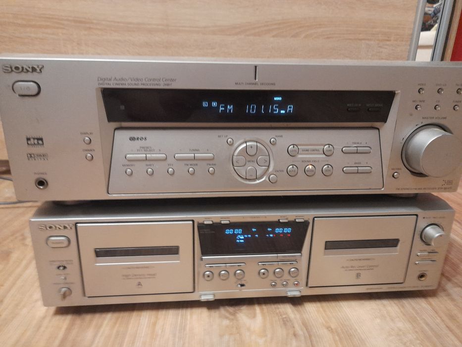 Zestaw Sony amplituner że wzmacniaczem plus dwukaseciak