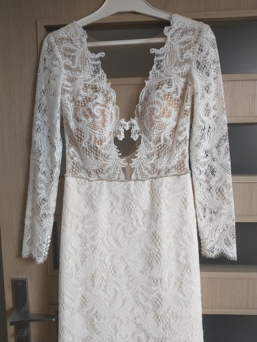 Suknia ślubna koronkowa rybka syrena 36-38 stan idealny S-M