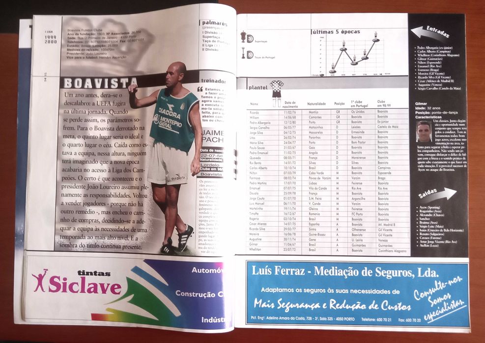 Revista jornal o jogo apresentação liga portuguesa futebol 1999/2000