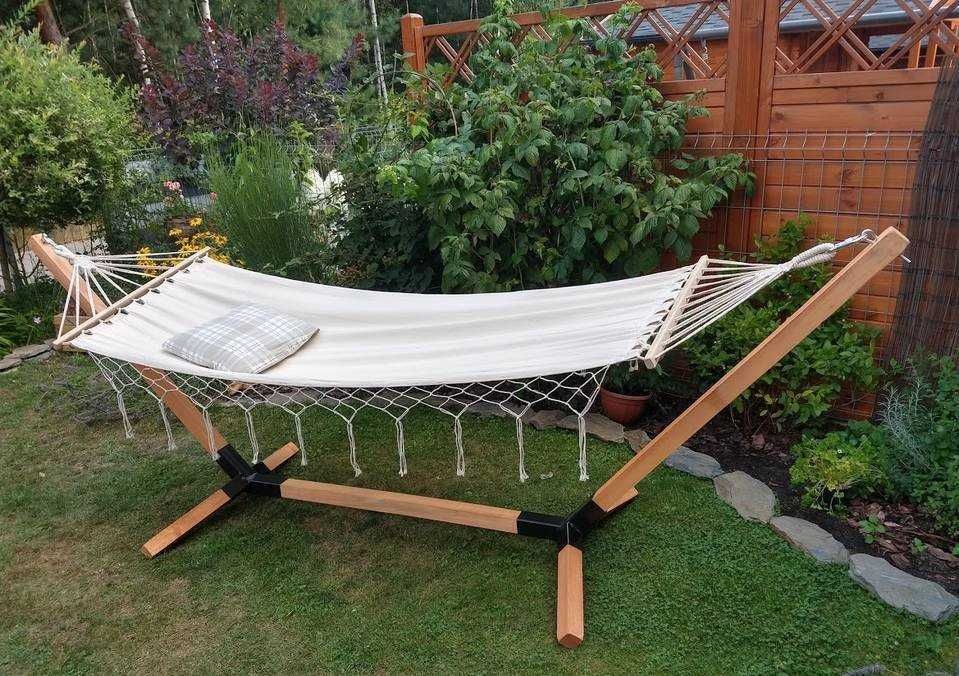 Nowy, solidny oraz wytrzymały stojak/ stelaż pod hamak- drewno bukowe!