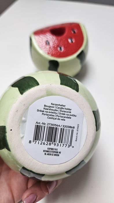 Świecznik stołowy ceramiczny owocowy arbuz
