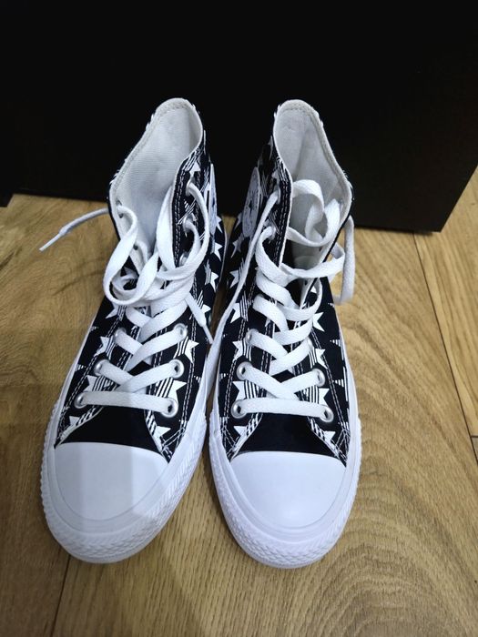 czarne converse w gwiazdki Converse Chuck Taylor All Star Hi Black White Stars 168808C