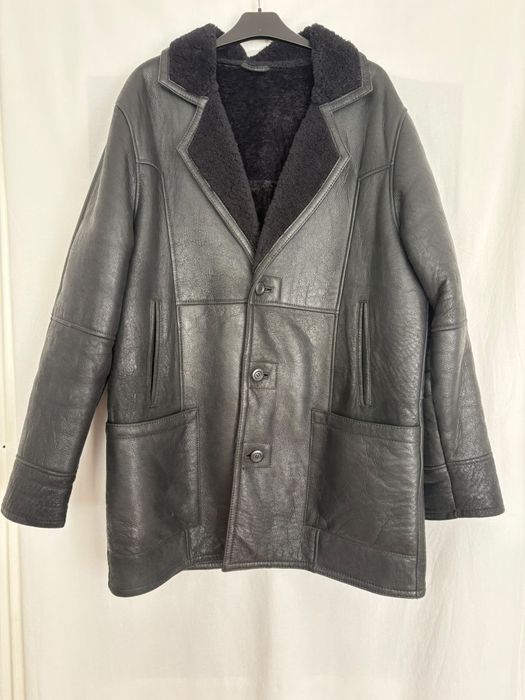 NOWY męski kożuch naturalny czarny 3XL – skóra owcza / shearling – Klasyk