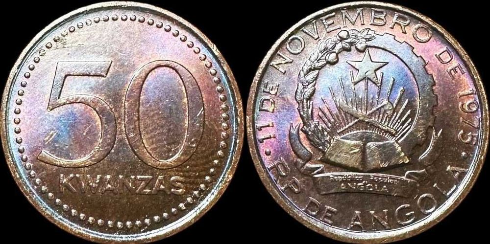 50 Kwanzas - ND - Angola - Patine Arco-Íris (Rara)