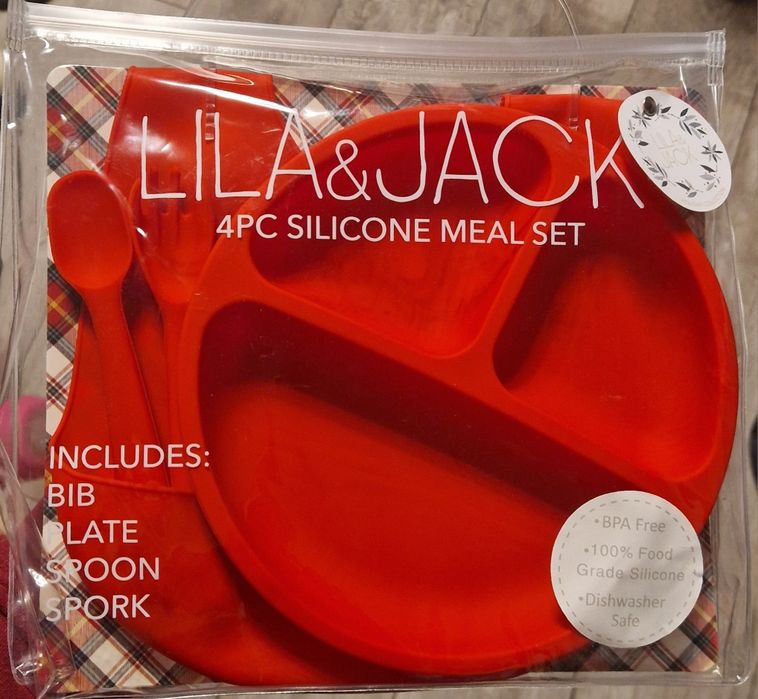Lila&Jack zestaw silikonowy talerzyk sliniak