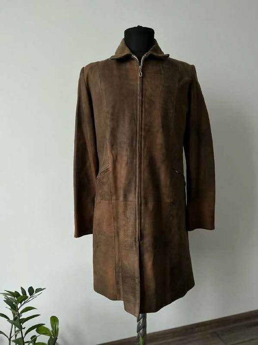 Куртка тренч з натурального нубука XL