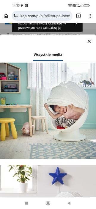 Fotel obrotowy dla dziecka jajko IKEA PS lomks