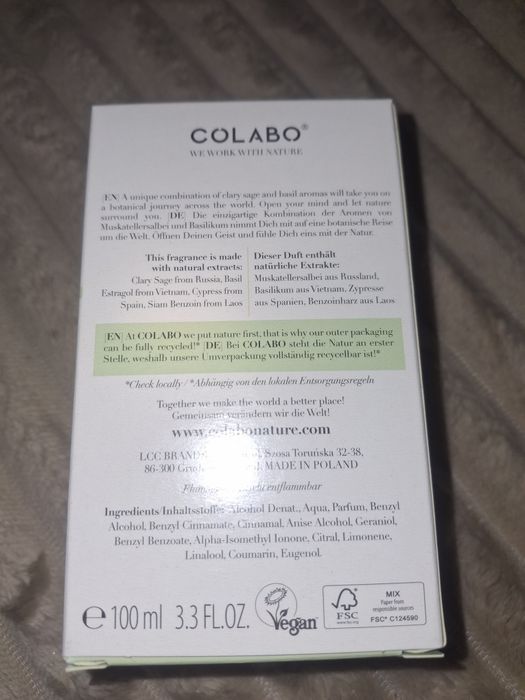 Colabo Green Clary Sage & Basil woda perfumowana