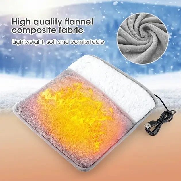 Портативна фланелева грілка для ніг з електричним підігрівом Foot warmer XL-997 Килимок з USB підігрівом
