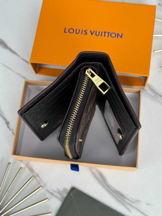 Кошелек женский Louis Vuitton книжка коричневый черный Луи Виттон