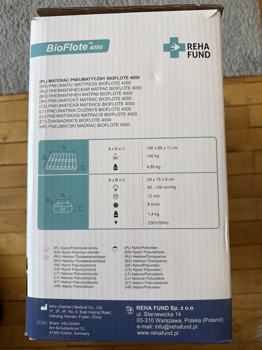BioFlote 4000 Materac przeciwodleżynowy