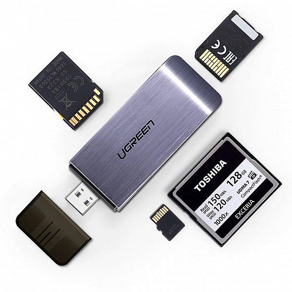 Ugreen czytnik kart SD / micro SD / CF / MS na USB 3.0 szary (50541)