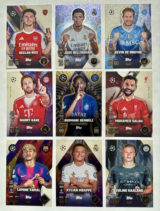 Футбольні картки Panini Messi Ronaldo  Topps Match Attax 2025/26 Champions League Dembele Kvaratskhelia Yamal Kane Mbappe