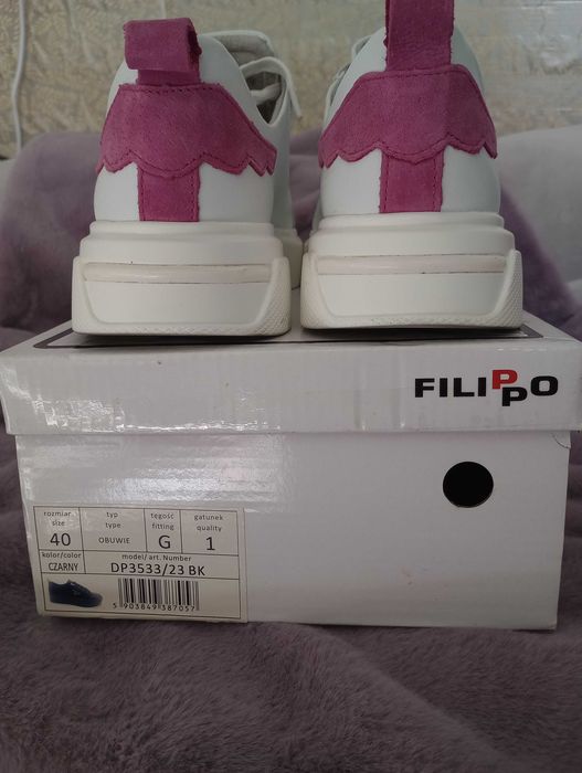 Buty, Skórzane, Sneakersy, Filippo, rozmiar 40, długość 26cm.