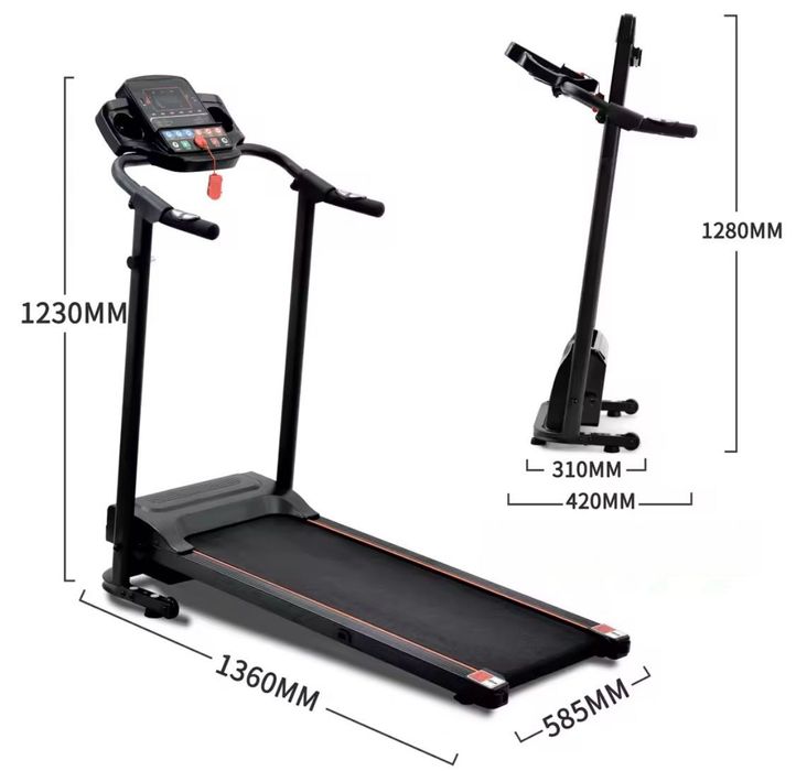 Passadeira de corrida compacta e dobrável.