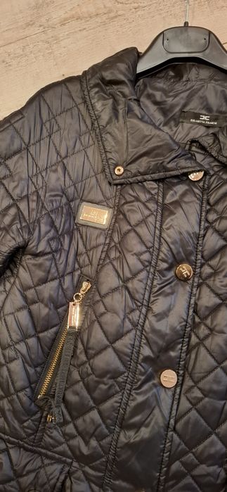 Czarny wiosenny płaszczyk Elisabetta Franchi  rozm.L.