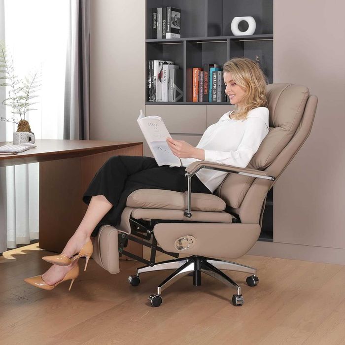 Cadeira elétrica ergonômica escritório reclinável c/ apoio pés  lombar
