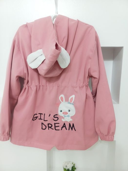 Мила рожева куртка-парка "Gil's Dream" з вушками кролика, р. 130 см