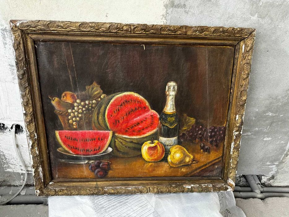 картина Натюрморт арбуз с шампанским ссср