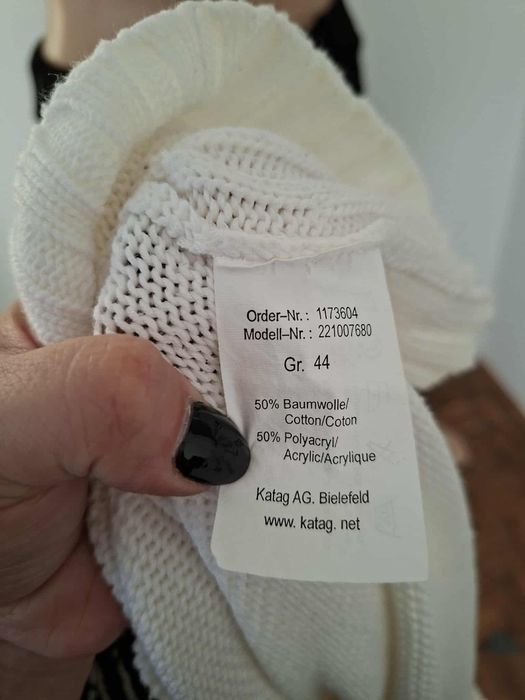 Biały sweter z bawełny, 44