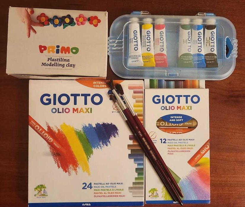 Materiais para desenho e artes visuais, sem uso