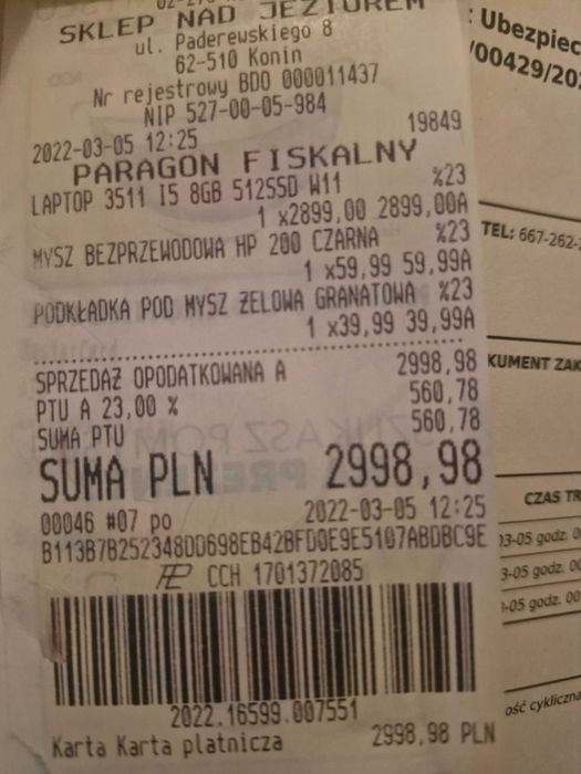 Sprzedam nowego laptopa