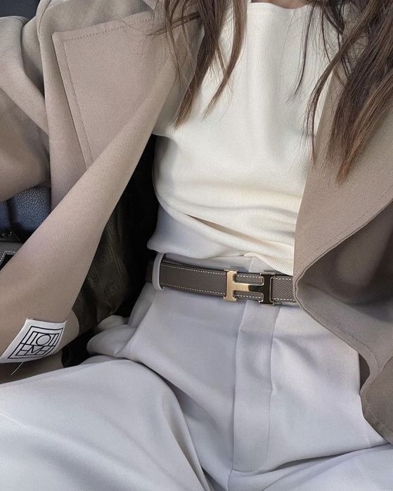 Ремень Constance style / Silver hardware / Grey Серый