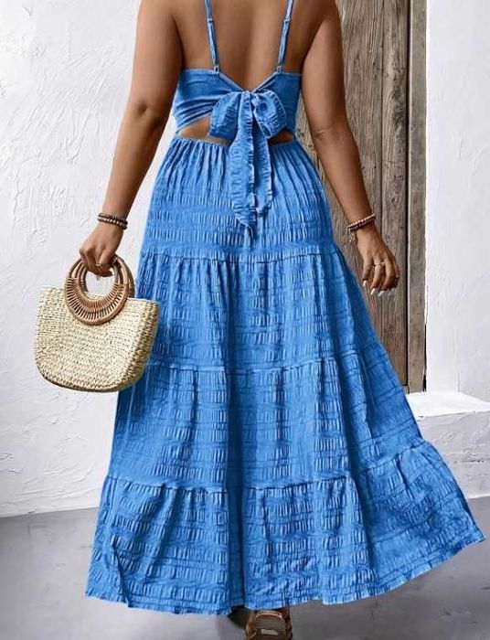 NOWA sukienka maxi długa na lato letnia z falbankami L XL 42 44