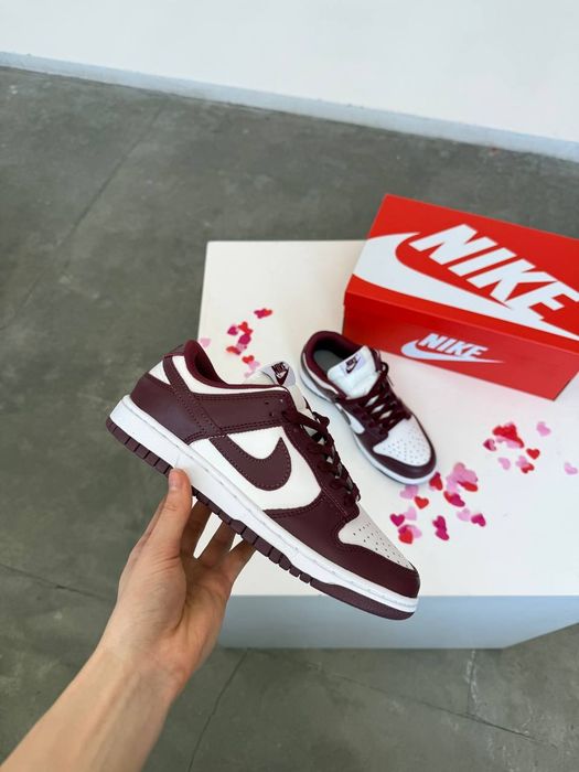Nike SB Dunk Low Bordo жіночі кросівки найк сб данк бордові шкіряні