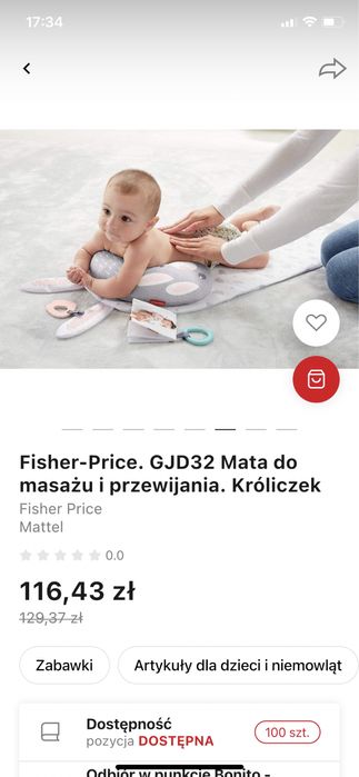 Fischer Price mata do masażu i przewijania