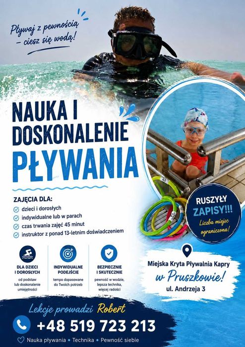Nauka plywania - pruszków lekcje prywatne