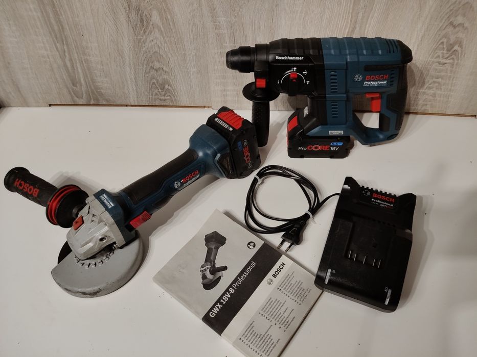 Zestaw BOSCH aku młotowiertarka szlifierka 2x5.5ah ProCore