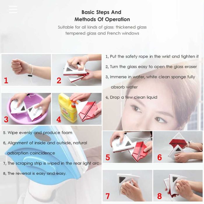 KIT Escova magnética para limpeza de vidros + recargas