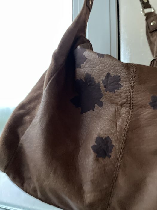 Кожаная сумка Marco Venturi черная +рыжая замша