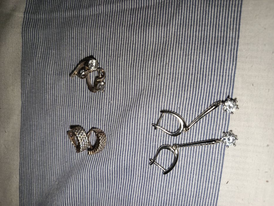 Серебряное кольцо,серьги,крест