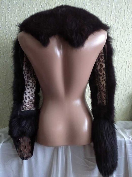 Натуральне хутро воротнік на підкладці , відтінок бургунд, марсала