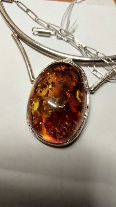 Kolia srebro 9q5 bursztyn bałtycki