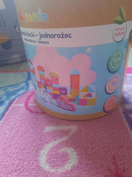 Klocki drewniane jednorożce oraz elza
