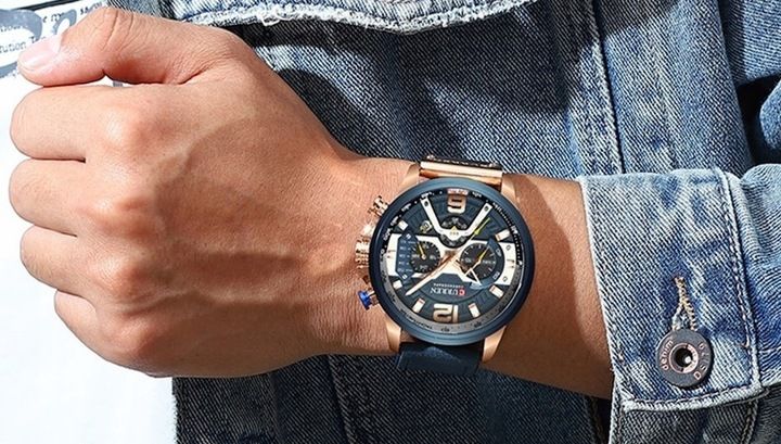 Curren Elegancki Zegarek Męski Datownik Chronograf