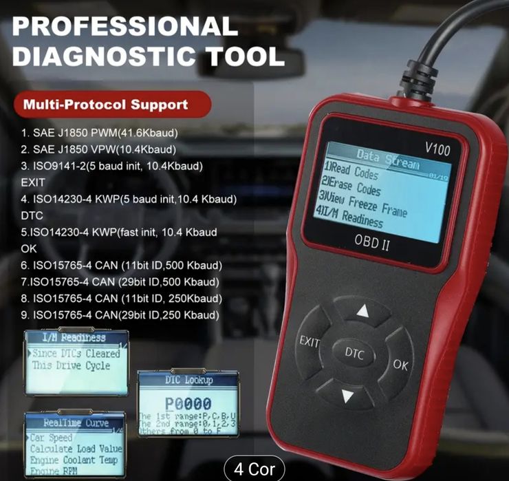 Obd2 leitor de códigos de falha de motor, ferramenta de diagnóstico