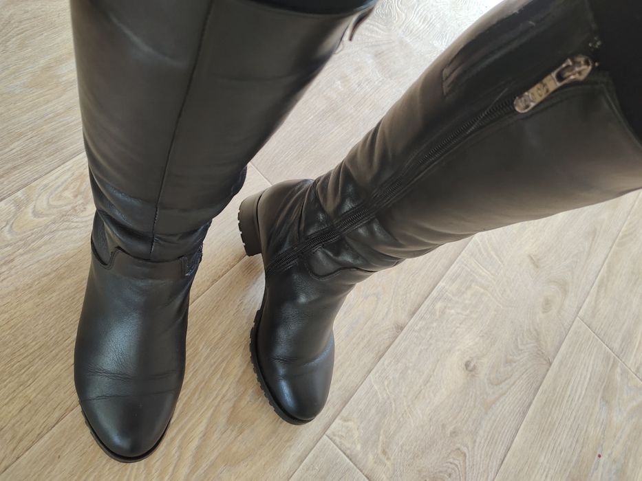 Сапоги чоботи шкіра натуральна хутро