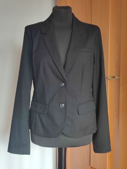 Czarny, taliowany żakiet damski, Opus rozmiar M