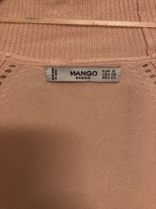 Sweter kardigan Mango S pudrowy róż łososiowy