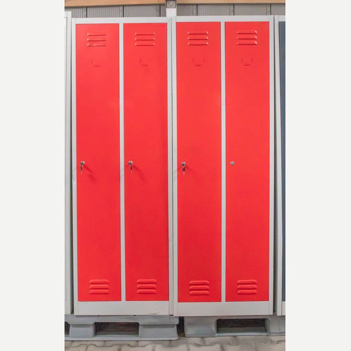 Szafka ubraniowa BHP Mega-M J-60 2 drzwiowa szara/ czerwony front